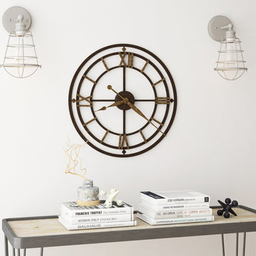 Nitedel Skeleton Round Antique Gold 21.25" Wall Clock